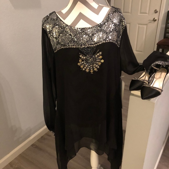 Ashro Tops - Ashro Plus Size Sequence Top